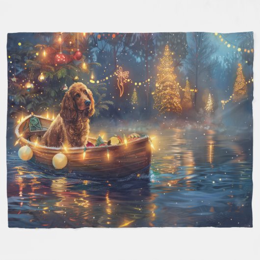 Couverture Polaire Cocker Spaniel Noël Festive Voyage (Devant (Horizontal))