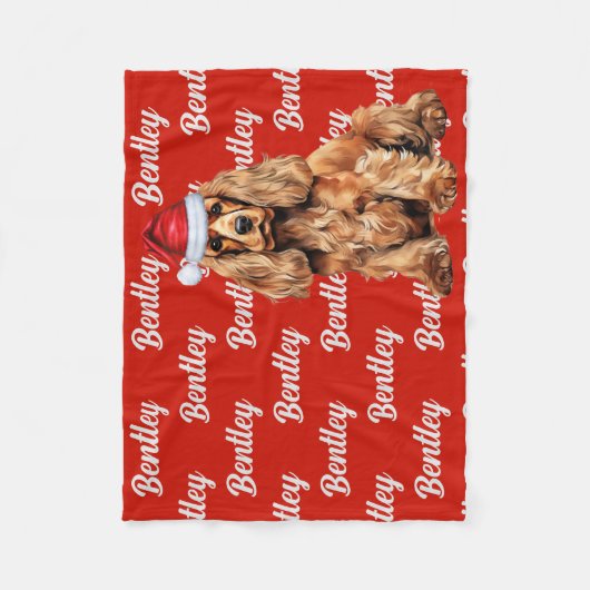 Couverture Polaire Cocker Spaniel Père Noël Chien Nom Personnalisé No (Devant)