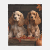Couverture Polaire Cocker Spaniel Puppy Automne Citrouille de plaisir (Devant)