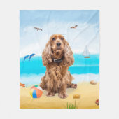 Couverture Polaire Cocker Spaniel sur la plage (Devant)