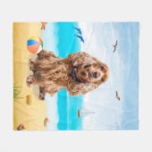 Couverture Polaire Cocker Spaniel sur la plage (Devant (Horizontal))