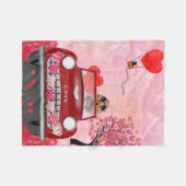 Couverture Polaire Cocker Spaniel voiture avec les coeurs Valentine's (Devant (Horizontal))