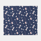 Couverture Polaire Cocktails, verres et tranches de citron Navy (Devant (Horizontal))