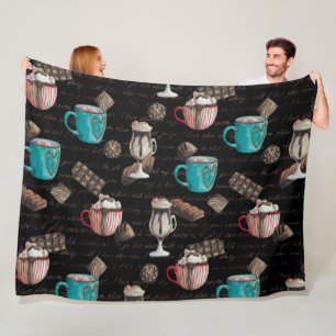 Couverture Polaire Cocoa marshmallows chocolat chaud bonbons hiver