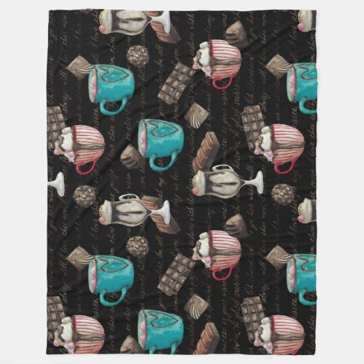 Couverture Polaire Cocoa marshmallows chocolat chaud bonbons hiver (Devant)