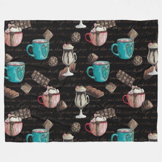 Couverture Polaire Cocoa marshmallows chocolat chaud bonbons hiver (Devant (Horizontal))