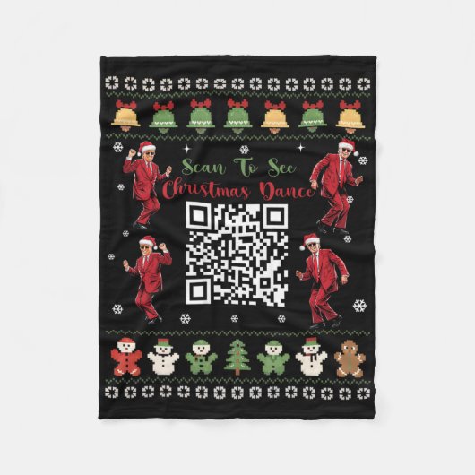 Couverture Polaire Code Qr Danse Trump Président Code Danse Noël (Devant)