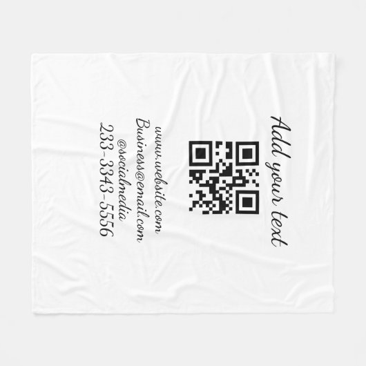 Couverture Polaire code QR personnalisé simple ajouter votre nom text (Devant (Horizontal))
