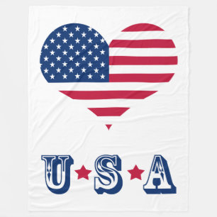 Couverture Polaire Coeur américain des Etats-Unis de drapeau de