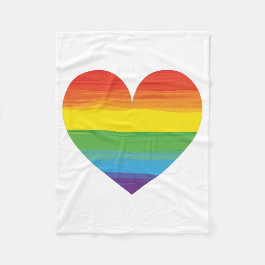 Couverture Polaire Coeur arc-en-ciel (Devant)