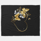 Couverture Polaire Coeur aux papillons d'or (Devant (Horizontal))