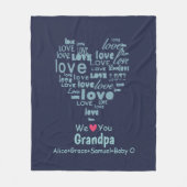 Couverture Polaire Coeur d'amour de typographie "nous vous aimons" (Devant)