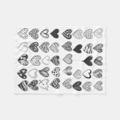 Couverture Polaire Coeur dans noirs et blancs (Devant (Horizontal))