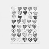 Couverture Polaire Coeur dans noirs et blancs (Devant)