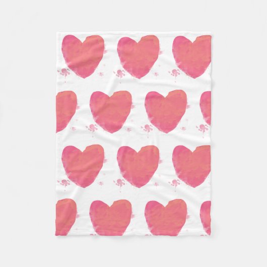 Couverture Polaire Coeur d'aquarelle rose (Devant)