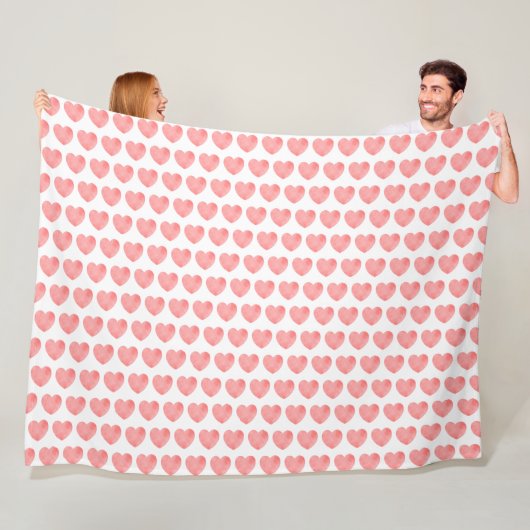 Couverture Polaire Coeur d'aquarelle rose motif (En situation)