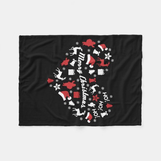 Couverture Polaire Coeur de Noël Joyeux Noël Noël Noël Noël Reindeer (Devant (Horizontal))