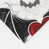 Couverture Polaire Coeur d'Halloween avec ailes de chauve-souris noir (Coin)