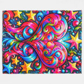 Couverture Polaire Coeur et étoiles (Devant (Horizontal))