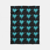 Couverture Polaire Coeur et flèche-Marine-Turquoise (Devant)