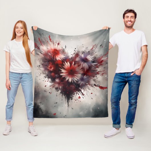 Couverture Polaire Coeur fleuri (En situation)