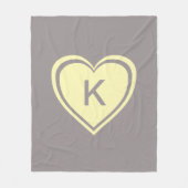 Couverture Polaire Coeur jaune et gris tendance monogramme Valentine' (Devant)