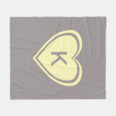 Couverture Polaire Coeur jaune et gris tendance monogramme Valentine' (Devant (Horizontal))