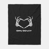 Couverture Polaire Coeur main squelette éffrayant avec "Happy Hallowe (Devant)