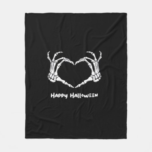 Couverture Polaire Coeur main squelette éffrayant avec "Happy Hallowe (Devant)