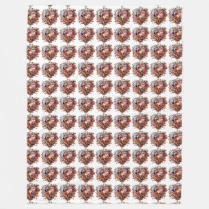 Couverture Polaire Cœur Mosaïque d'Amour
