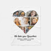 Couverture Polaire Coeur Nous t'aimons Grand-mère photo collage (Devant)