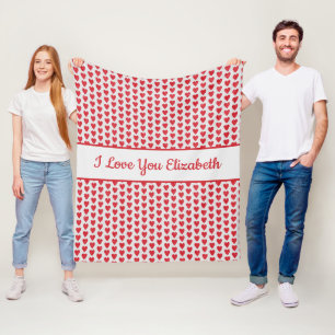 Couverture Polaire Cœur Pailleté Rouge Blanc Personnalisé Saint-Valen