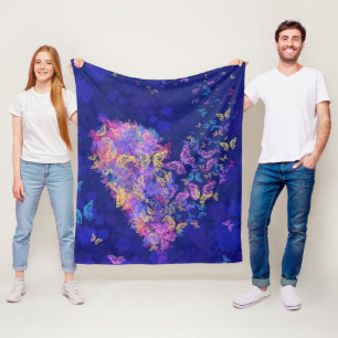 Couverture Polaire Coeur papillon - Amour