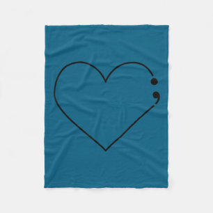 Couverture Polaire Cœur point-virgule Santé mentale Sensibilisation T