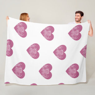 Couverture Polaire Coeur Rose Avec Filigree Joli Design Fille