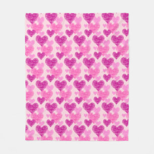 Couverture Polaire Coeur rose déprimé