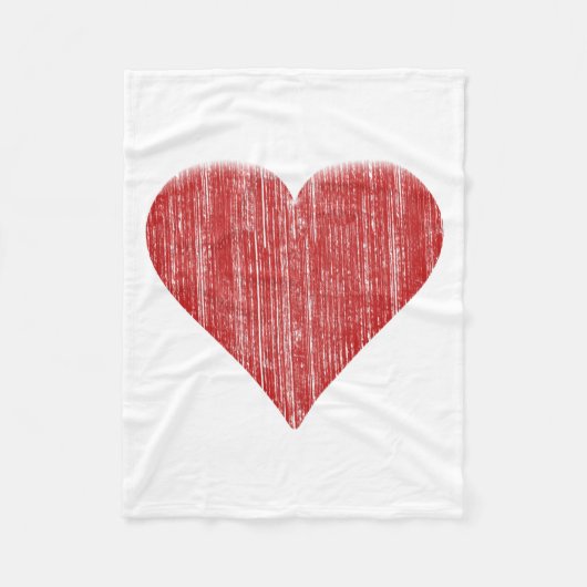 Couverture Polaire Coeur rouge affligé (Devant)