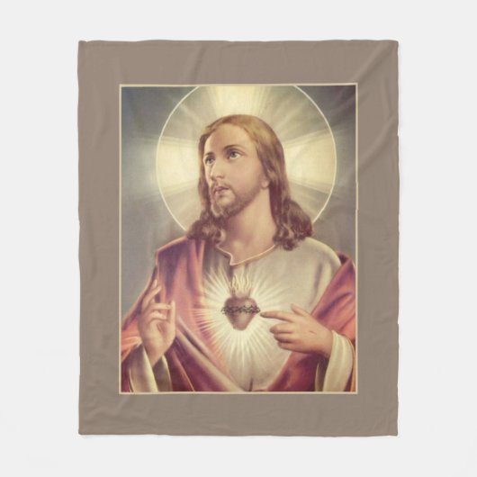 Couverture Polaire Coeur sacré de coeur de Jésus avec des épines (Devant)