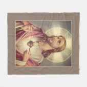 Couverture Polaire Coeur sacré de coeur de Jésus avec des épines (Devant (Horizontal))