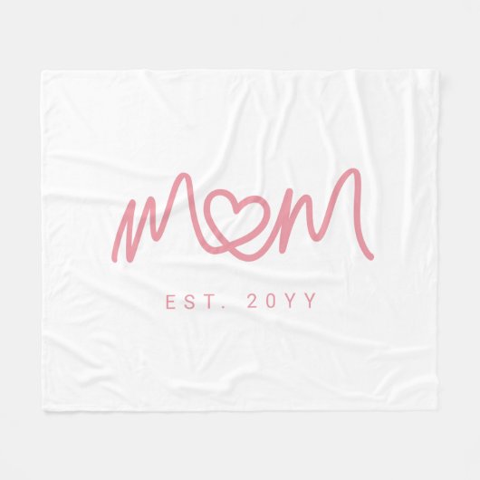 Couverture Polaire Cœur Simple Script Rose Mignon Nouvelle Maman Étab (Devant (Horizontal))