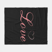 Couverture Polaire Cœur Tendance Gris Calligraphie Mariage Amour (Devant (Horizontal))