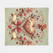 Couverture Polaire Coeur vintage Valentine's day xoxo (Devant (Horizontal))