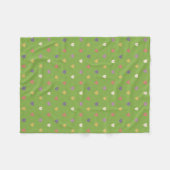 Couverture Polaire Cœurs à pois sur verdure verte (Devant (Horizontal))
