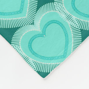 Couverture Polaire Coeurs Abstraits modernes - Aqua et Turquoise