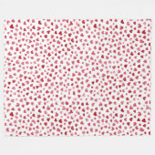 Couverture Polaire Cœurs Amour Blanc Rose Rouge (Devant (Horizontal))