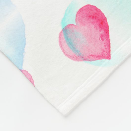 Couverture Polaire Coeurs aquarelle (Coin)