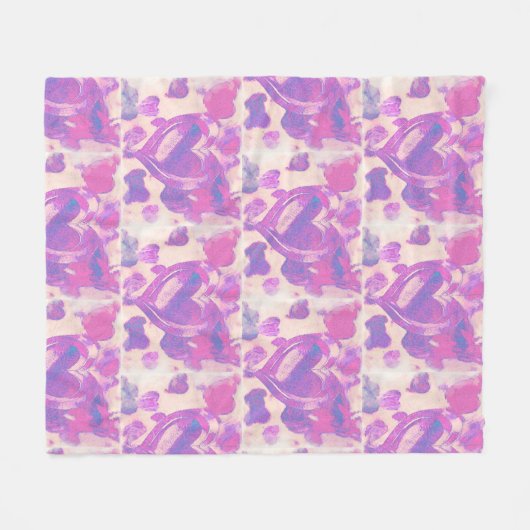 Couverture Polaire Coeurs aquarelle (Devant (Horizontal))