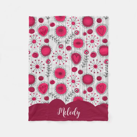 Couverture Polaire Coeurs blancs blancs blancs blancs Whimsical fleur (Devant)