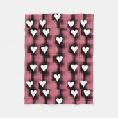 Couverture Polaire Coeurs blancs sur le panneau rouge (Devant)
