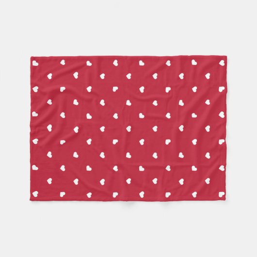 Couverture Polaire Coeurs blancs sur rouge (Devant (Horizontal))